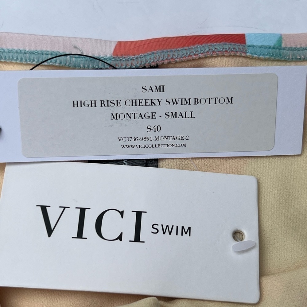 Vici Sami montage multicolor high-rise cheeky swim bottom NWT SIZE SMALL - Picture 6 of 6